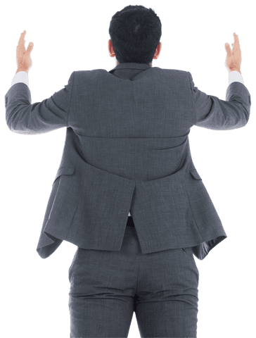 Asian businessman facing away transparent background