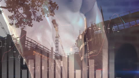 Futuristic Blend of Construction and Financial Analysis