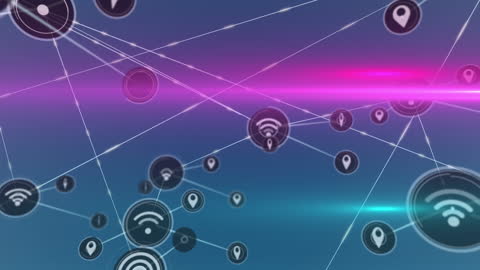 Conceptual Animation of Digital Network Icons with Light Trails