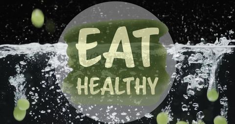 Eat Healthy Text with Splashing Fruit Concept