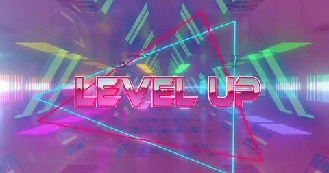 Vibrant Geometric Design with Level Up Text - Download Free Stock Images Pikwizard.com
