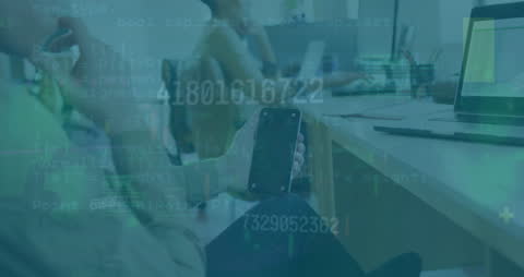 Data Projection with Man Using Smartphone and Laptop in Office