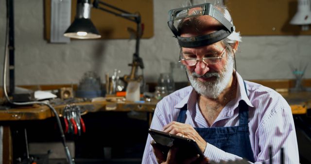 Elderly Craftsman Concentrated and Working in Workshop - Download Free Stock Images Pikwizard.com