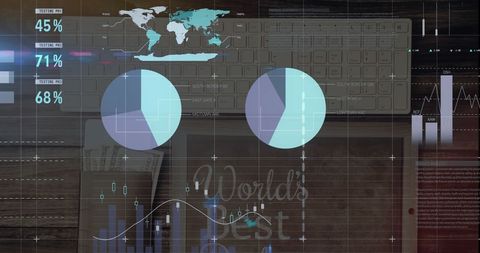 Digital Financial Data Analysis on Workspace with Global Graphics - Download Free Stock Images Pikwizard.com