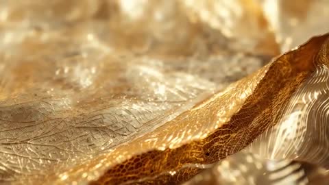 Dramatic Shimmering Curves of Gold with Organic Texture in Macro View