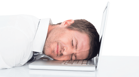 Businessman Exhausted Resting on Laptop Transparent Background - Download Free Stock Videos Pikwizard.com
