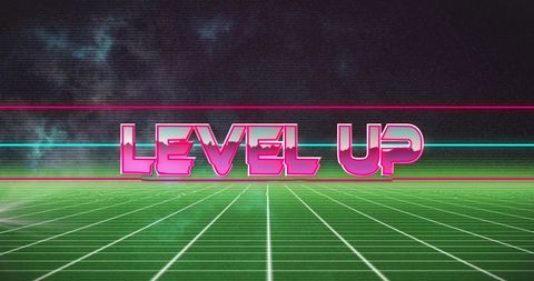retro level up text with neon look - Download Free Stock Images Pikwizard.com