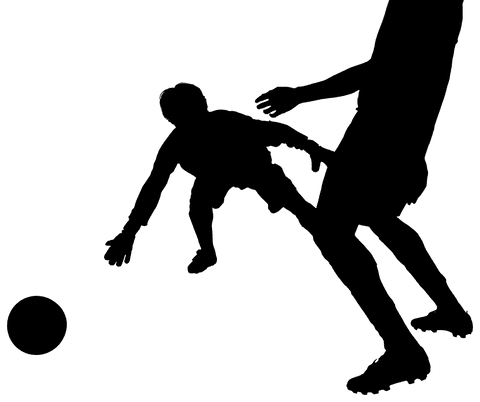 Transparent Silhouette of Football Players on Field