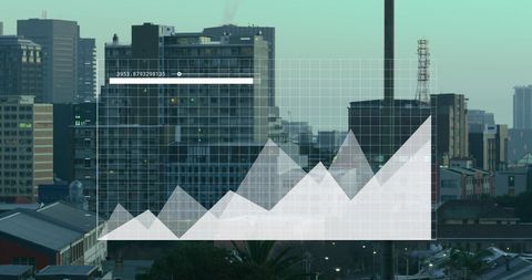 Financial Data Analysis on Urban Skyline Digital Concept