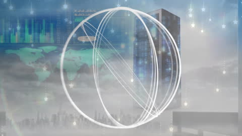 Futuristic Digital Interface with Cityscape and Data Overlay