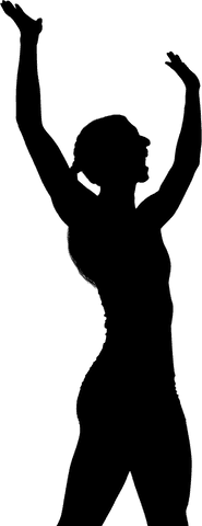 Silhouette of Female Athlete Celebrating on Transparent Background