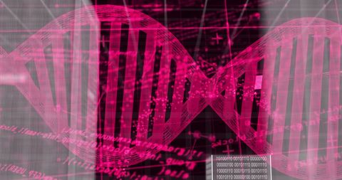 Dna strand with binary code symbolizing bioinformatics analysis