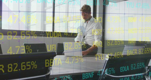 Businessman Analyzing Stock Market Data in Office Conference Room - Download Free Stock Images Pikwizard.com