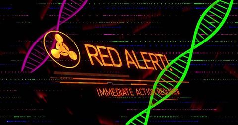 Futuristic dna alert system with neon cyber graphics