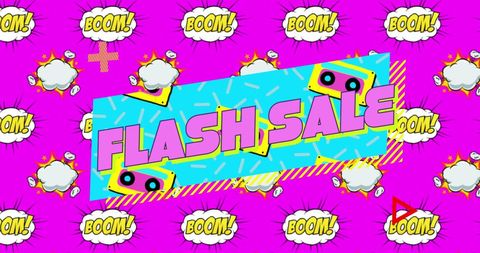 Bright Flash Sale Announcement on Booming Comic Background