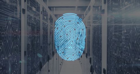 Fingerprint Security Hologram in Data Center Server Room - Download Free Stock Images Pikwizard.com