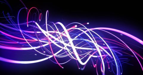 Vibrant Digital Light Trails Over Black Background - Download Free Stock Images Pikwizard.com