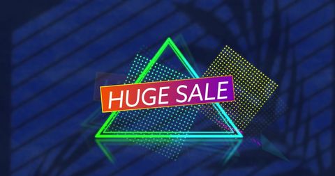 Retro sale announcement with neon triangle design
