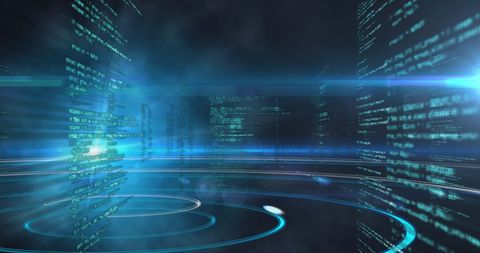 Abstract Digital Data Processing with Blue Light Trails - Download Free Stock Images Pikwizard.com