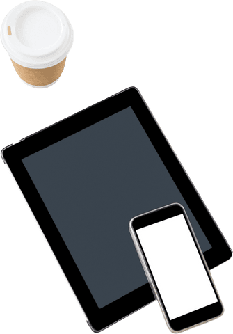 isolated transparent tablet mobile cup overhead mockup - Download Free Stock Videos Pikwizard.com
