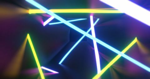 Colorful Neon Geometric Patterns in Futuristic Space