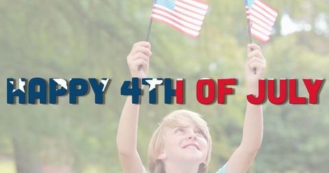 Joyful Child Celebrating Fourth of July Outdoors