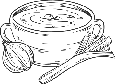 transparent line-art soup with onion and stalk on rustic theme - Download Free Stock Videos Pikwizard.com