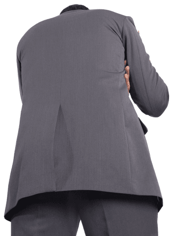Rear View of Businessman in Gray Suit with Transparent Background