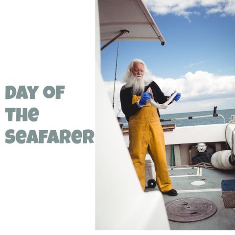 elderly seafarer holding fish on boat in maritime celebration - Download Free Stock Templates Pikwizard.com