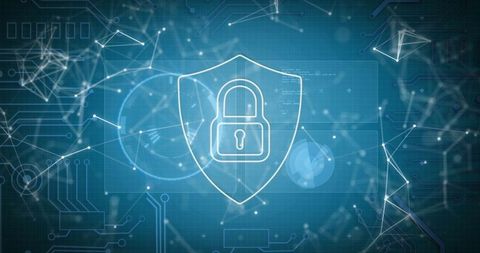 cybersecurity shield with digital padlock and networking elements - Download Free Stock Images Pikwizard.com