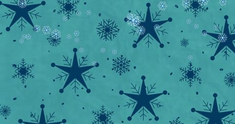 Falling snowflakes on teal holiday background