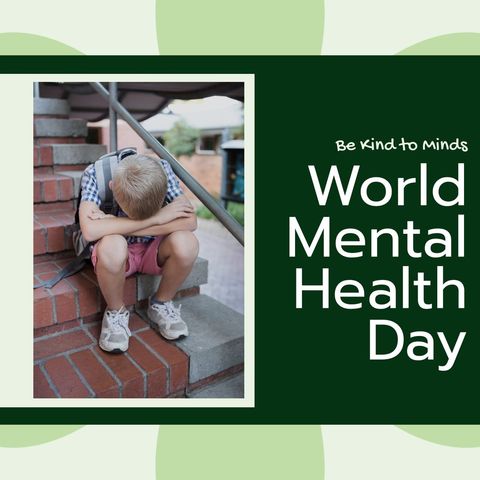 World Mental Health Day Image Featuring Sad Boy on Stairs