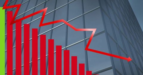 Graph with Declining Trend on Modern Glass Building Background - Download Free Stock Images Pikwizard.com