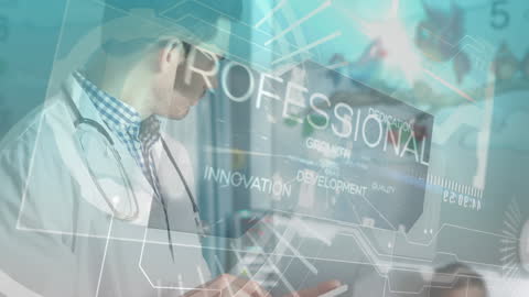 Doctor Interacting with Digital Interface and Medical Data