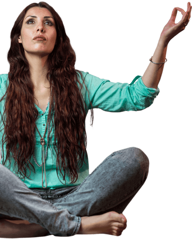 Transparent Woman Levitating with Upward Arms in Casual Attire - Download Free Stock Videos Pikwizard.com