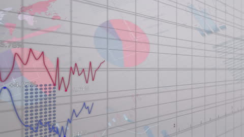 Futuristic Global Business Digital Charts and Data Analysis