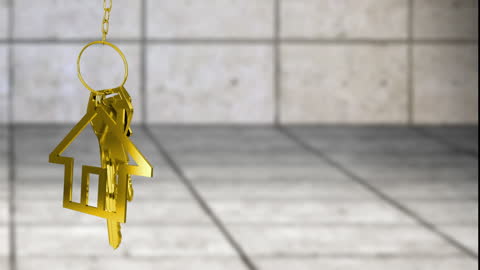Golden House-Shaped Keychain and Key Set