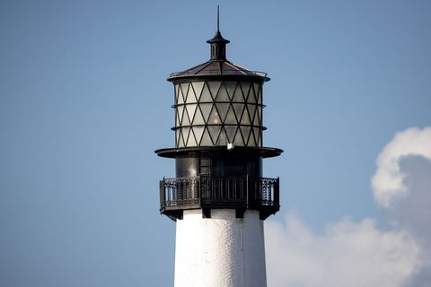 Historic lighthouse against blue sky