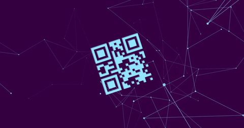 Digital QR Code on Purple Background with Network Animation - Download Free Stock Images Pikwizard.com