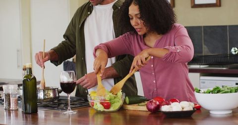 Couple Cooking Together in Cozy Kitchen - Download Free Stock Images Pikwizard.com