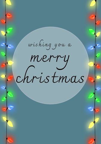 festive christmas message with colorful string lights - Download Free Stock Templates Pikwizard.com