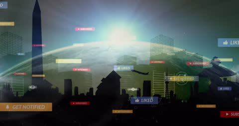 Digital Network Connections on Global Scale Futuristic Interface