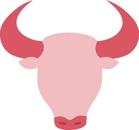 Pink bull head illustration on transparent background
