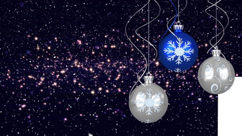 Festive Baubles Against Falling Snow Background