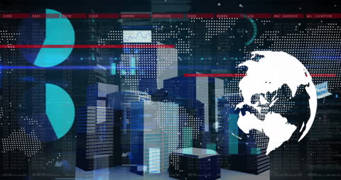 Digital Global Business Technology Interface with Futuristic Elements