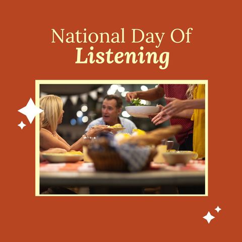 Family Dinner Celebrating National Day of Listening - Download Free Stock Templates Pikwizard.com