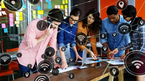 Innovative Team Connecting Through Technology and Networking