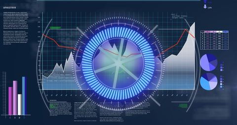 Digital Compass Overlay on Dynamic Data Charts - Download Free Stock Images Pikwizard.com