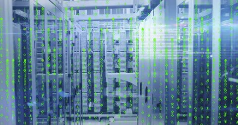 Digital Binary Data Flowing in Server Room - Download Free Stock Images Pikwizard.com