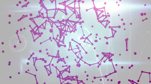 Animation of Digital Network Connections Over Clock Background